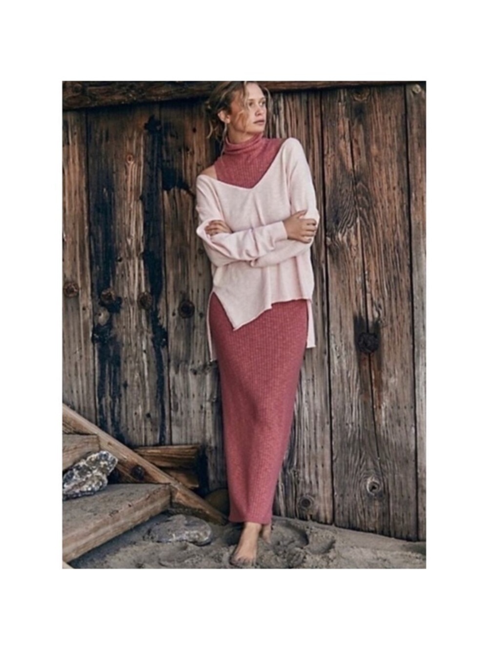 Free People Two-Piece Matching Maxi Dress Set Pink Small